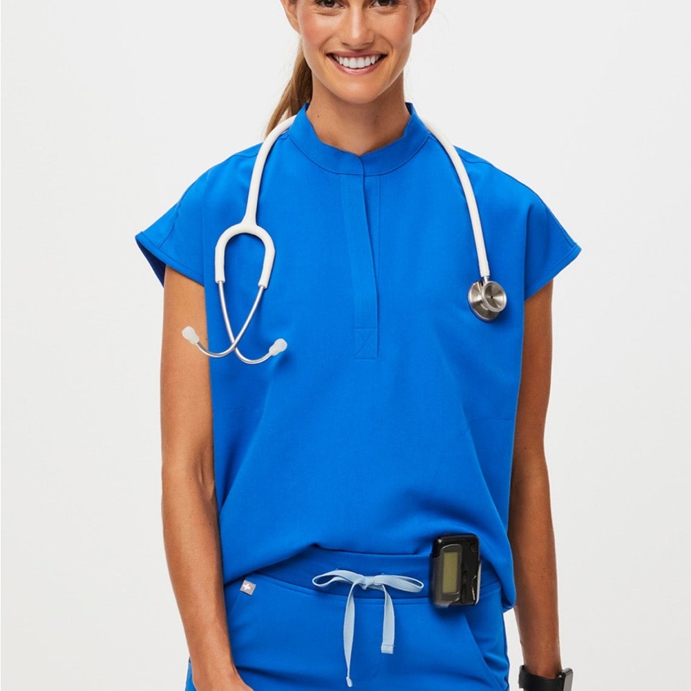 Figs Rafaela Scrub Top Royal Blue